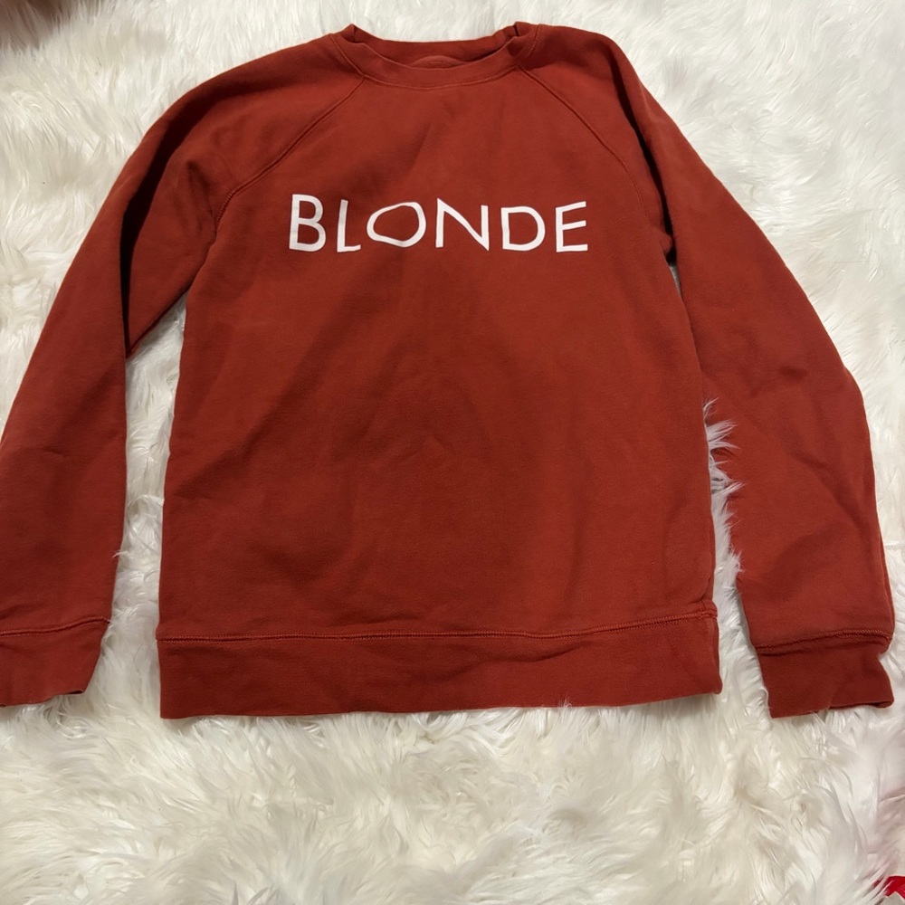 Brunette the Label burnt orange “BLONDE” sweater size‎ XS/S